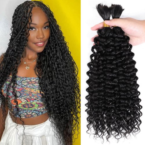 DMKEEP Bulk Human Hair for Braiding Water Wave 100% Human Braiding Hair No Weft 100g(2 Bundles) Longer Lifespan Human Hair Bulk for Braiding Hair Extensions 20 Inch