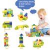 auryee Wooden Building Blocks Toys 60 PCS Toddler Stacking Toys Pre-School Learning Educational Toy for Kids | Baby | Boys | Girls Age 3 4 5 6 7 8 Year Old