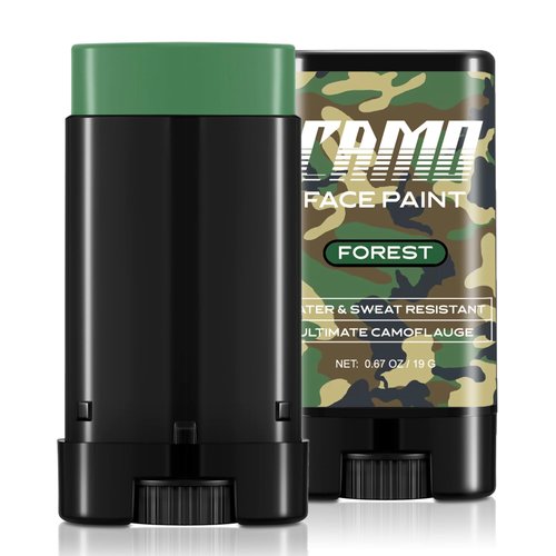 CCbeauty Green Camo Face Paint - St. Patrick's Day Sports Eye Black Stick,Camouflage Hunting Accessories,Sweat Resistant Safe Army Militarty Gamora Makeup for Halloween Costume Cosplay