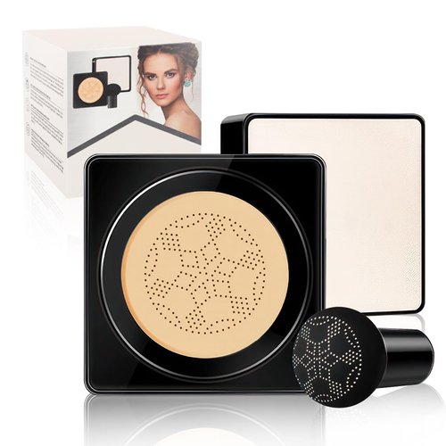 Mushroom Head Air Cushion BB Cream, Moisturizing & Oil Control Matte Concealer CC Cream for Flawless Face Makeup, All-Day Hold (Buff Beige)