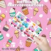 100 PCS Ice Cream Birthday Party Decorations Favors Supplies Temporary Tattoos Decor Ice Cream Truck Sweets Dessert Bar Stickers For Girls Boys Classroom School Prizes Reward