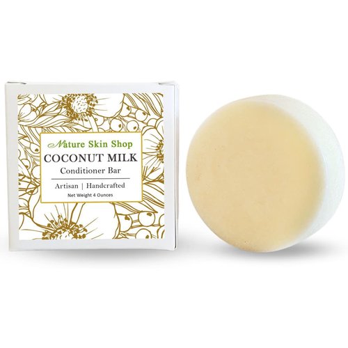 Coconut Milk Solid Bar Conditioner, Natural, Sulfate Free, Eco-Friendly, Plastic Free, All Hair Types including frizzy hair, Cruelty-Free & Vegan 4 ounces