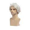 Beweig Mens Grey Wigs Short Bob Wave Silver Gray Wig Halloween Cosplay Wig Anime Costume Party Wig for Old Men