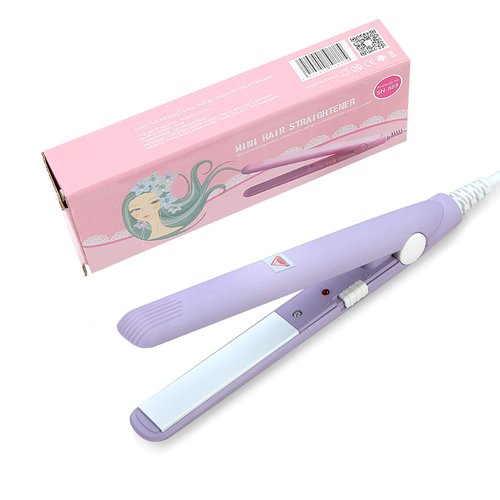 2 in 1 Ceramic Flat Iron - Mini 2.8" Curler and Straightener for Short Hair, Portable with Ceramic Plates for Travel