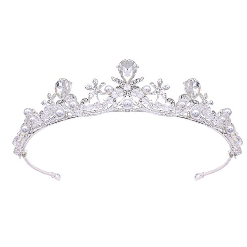 Oriamour Crystal Tiaras and Crowns Headband For Women Birthday Pageant Wedding Prom Princess Crown Bridal Tiara With Clear Beads,Wedding Tiara for Bride (Silver)