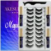 AkesuLash 3D Magnetic Eyelashes with Eyeliner Kit- 10 Pairs Magnetic Lashes Kit with Applicator,Updated 4 Tubes of Magnetic Liner & Natural Look, Reusable, Easy to Apply