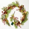 Brightown Christmas Garland with Lights, Battery Operated, 6 Ft 20 LED Lighted Pine Leaves Garland Decorated with Pine Cones, Berry, Eucalyptus Leaves, Indoor Christmas Lights for Mantle Stairs Wall