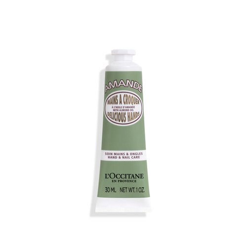 L'OCCITANE Almond Delicious Hand & Nail Cream: Soften hands & Cuticles with Irresistible Almond Scent, Moisturizing, Infused With Almond Oil, 24-hour hydration*, 1 Oz