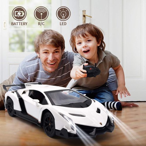 QUN FENG Remote Control RC CAR Racing Cars Compatible with Lamborghini Veneno Officially Licensed 1:24 Toy RC Cars Model Vehicle for Boys 6,7,8 Years Old,White