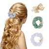 Faerie 2Pcs Silky shiny organza hair band, elastic hair band Crystal rhinestone Hair tie Silk ponytail hair tie bow rhinestone hair tie cat's eye head tie