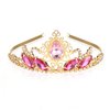 Pink Rhinestone Princess Tiaras Fairy Bridal Headpiece Birthday Halloween Gold Crown for Teen Girl