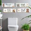 Funny Highland Cow Bathroom Rules: 4pcs Rustic Wooden Farmhouse Signs for Toilet, Nursery & Restroom