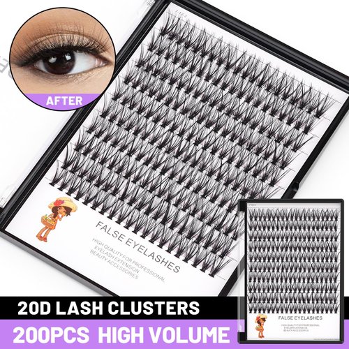 Bodermincer 20D 8-20mm To Choose 8-10-12-14mm MIX/14-16-18-20mm MIX rofessional Makeup Individual Cluster Eyelashes Grafting Fake False Eyelashes Eyelash Extension Individual Eyelash Bunche (20D-14mm)