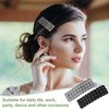 HINZIC 4Pcs Rhinestone Snap Hair Clips Shining Crystal Clips Rectangular Hairpins Korean Barrettes Hair Accessories for Party Wedding Daily Girls Hair Decorative Black+Sliver