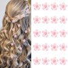YISSION 20Pcs Mini Pink Flower Hair Clips with Rhinestone Cute Hair Clips Flower Hair Pins Decorative Hair Clips Wedding Hair Barrettes Bridal Flower Hair Accessories for Girls Women