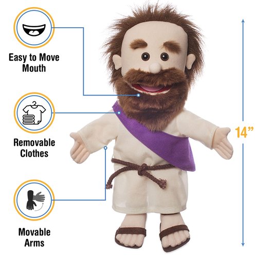 14" Jesus w/Rope Belt, Bible Character, Hand Puppet
