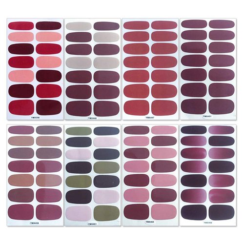 WOKOTO 20 Sheets Solid Color Nail Art Polish Wraps Stickers Strips Set with 1Pc Nail File Self-Adhesive Adhesive Nail Decals Manicure Tips
