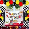 Race Car Birthday Party Supplies, Race Car Birthday Banner and Cake Topper Racing Chequered Flag Hot Wheel Themed Birthday Party Supplies