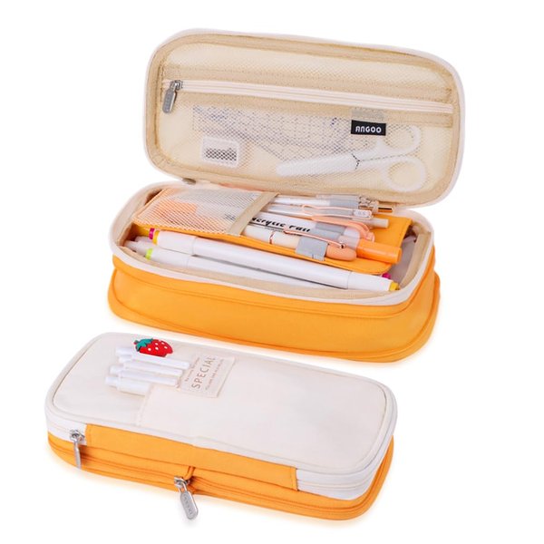 iSuperb Foldable Pencil Case Zipper Big Capacity Aesthetic Canvas Pencil Pouch Compartments Stationery Organizers Pen Bag for Kids Girls Boys Teen Child Student School Supplies Makeup Bags