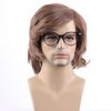 RightOn Shaggy Wig Men Short Wavy Brown Wig 60s 70s Male Rocker Costume Wig for Halloween Cosplay Party Glasses Not Include