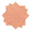 Gatherfun Disposable Paper Napkins 3-ply Orange and White Gingham Beverage Napkins for Dinner, Picnic, Birthday Party（6.5X6.5 in, 50-Pack)