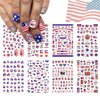 8 Sheets 4th of July Nail Art Stickers Red Blue White 3D Self-Adhesive Nail Decals American Flag Designs Nail Decoration Independence Day Nail Stickers Holiday DIY Nail Accessories for Women