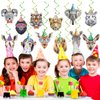 60PCS Jungle Animals Birthday Decorations Wild One Hanging Swirls Ceiling Streamers Decor Forest Theme Foil Swirls Ceiling for Boys Girls Baby Shower Safari Wild Animals Birthday Party Supplies