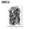 UBICA Temporary Tattoos Adult, 2 Sheets Fake Tattoos, Realistic And Long-Lasting Non-Reflective, Waterproof For 1-2 Weeks, skull Tattoos 4.7x6.8in