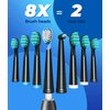 TEETHEORY Electric Toothbrush for Adults with 8 𝐁𝐫𝐮𝐬𝐡 𝐇𝐞𝐚𝐝𝐬, Sonic Electric Toothbrush with 40000 VPM Deep Clean 5 Modes, Rechargeable Toothbrushes Fast Charge 4 Hours Last 30 Days