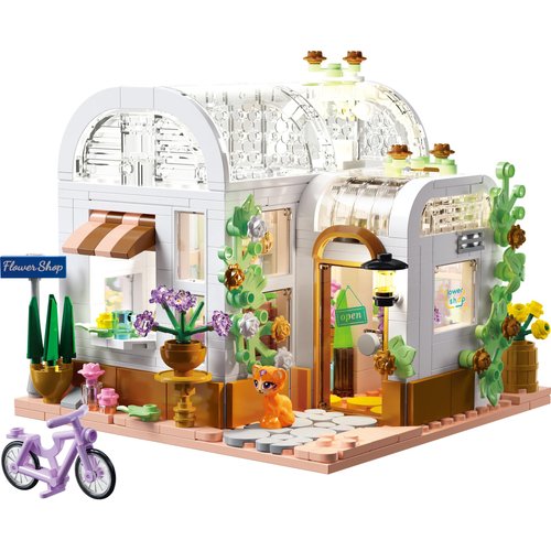 Flower House Building Sets with LED Lights Mini Greenhouse Garden Building Toy French City Street Architectural Friends House Building Blocks Kit for Adults Collection Ideas Gifts 561 Pieces