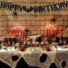 Happy Birthday Banner for Halloween Themed Birthday Party Decor -Black Glitter Happy Birthday Banner Sign for Kids Adult Birthday Party Decorations Supplies