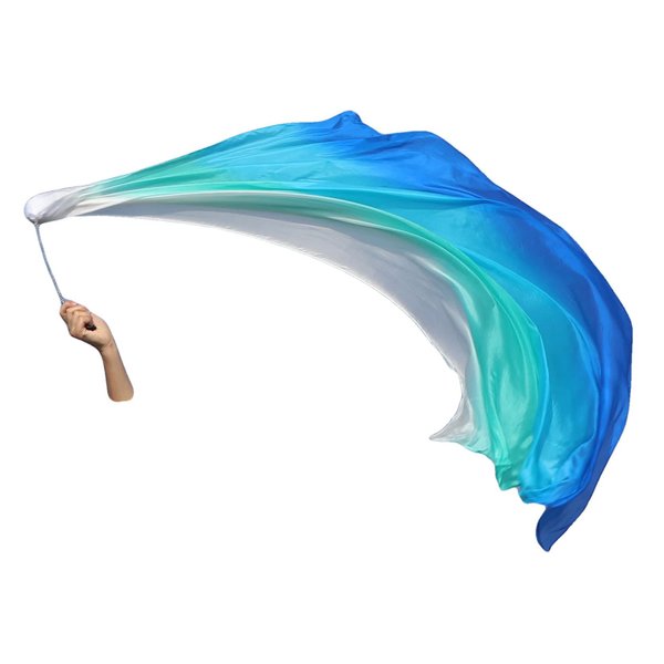 Winged Sirenny Single Piece 70" Play Silk Scarf with Poi Ball, Colorful Silk Flag Ribbon Streamer, Belly Dance Practice VOI(Sea)