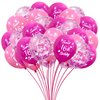 Sweet 16th Birthday Latex Balloons Confetti Balloon Pink and Hot Pink Party Decorations 30 Pack 12 Inch Helium Printed 16 Number With Happy Birthday Balloon for Girl