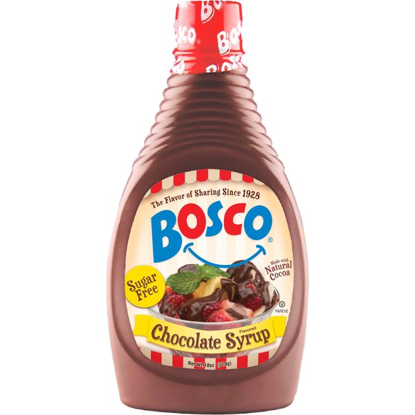 Bosco Sugar Free Chocolate Syrup 18oz | Fat Free, Gluten Free, Made with Natural Cocoa