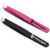 2-Pack Slant Tip Stainless Steel Tweezers for Eyebrows - Professional Precision Tweezing for Facial Hair