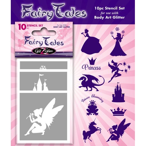 Fairytales Temporary Tattoo Stencil Set for body art & glitter tattoos