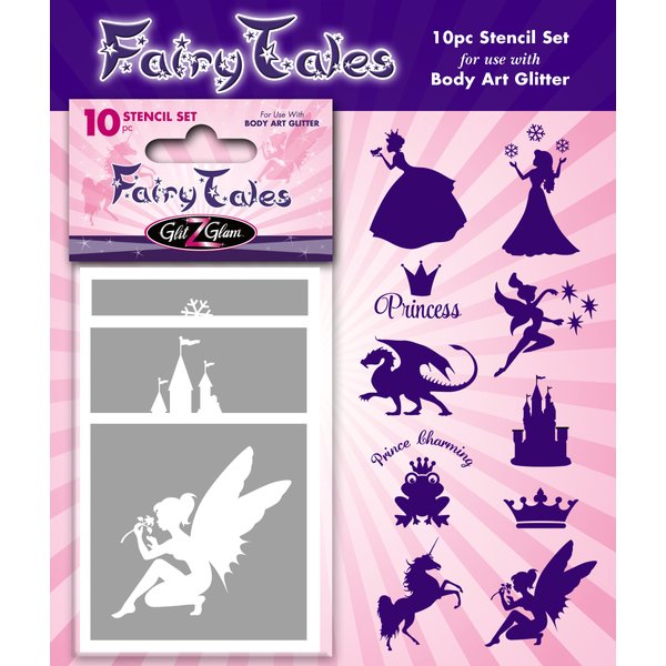 Fairytales Temporary Tattoo Stencil Set for body art & glitter tattoos