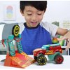 Mega Hot Wheels Monster Trucks Building Toy, Demo Derby Extreme Trick Course with 151 Pieces, 1 Micro Action Figure Driver, Red, Kids Age 5+ Years