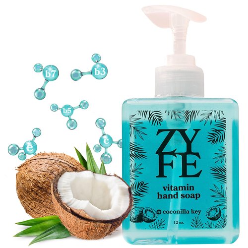 Vitamin Hand Soap - Liquid Hand Soap - Natural Plant Derived Moisturizing Handsoap with Essential Oil Fragrance Coconilla Key - Soft Hand Wash for Kitchen & Bathroom with Pump 12oz - Lush Soft Soap