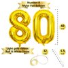 40 Inch Gold 80 Number Balloons, Giant Jumbo Helium Mylar Foil Gold Number Balloons for Birthday, Gold Mylar Digital Balloons for 80th Birthday, Anniversary Party Decorations Supplies