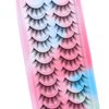 10 Pairs Cosplay False Eyelashes, Manga Lashes Wispy Long Thick Doll Anime Goth Spiky Fake Lashes Natural Look Full Strip Individual Easy Apply Enthusiasts For Douyin Makeup, Black