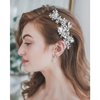 Evild Rhinestone Wedding Hair Comb Leaf Bead Headpieces Clip Crystal Bridal Headdress Flower Accessories for Brides and Bridesmaids (Silver)