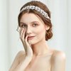 BABEYOND Bridal Rhinestone Headband Wedding Headpiece for Bride Crystal Hair Accessories Vine Hairband with Lace Ribbon (Style-3-Silver)