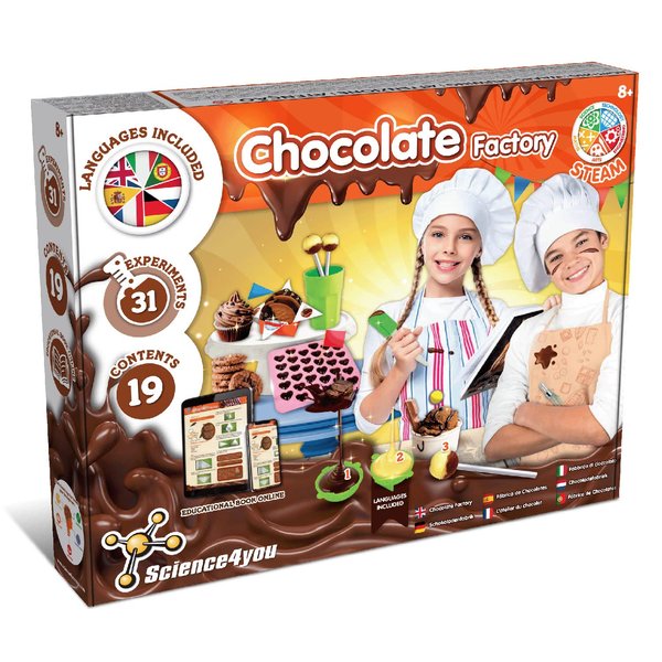 Science4you Chocolate Factory for Kids - Chocolate Making Kit + 31 Experiments + Molds Included, Kid´s Baking Kit to Make Chocolate Candies, Games, Toys, Gifts for Boys and Girls 8 9 10+ Years Old