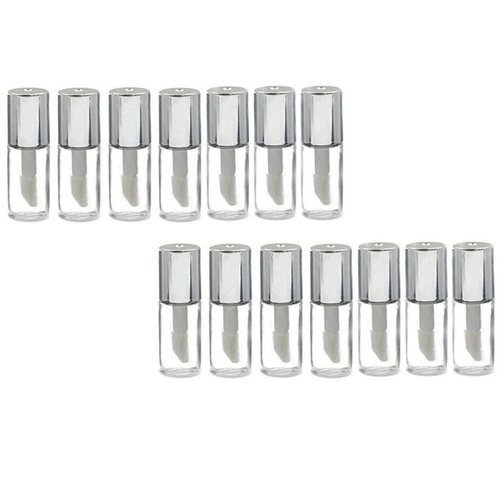 10Pcs 1.2ML Mini Reusable Empty Clear Plastic Lip Gloss Balm Tube Bottle DIY Lipstick Container Vials (Silver)
