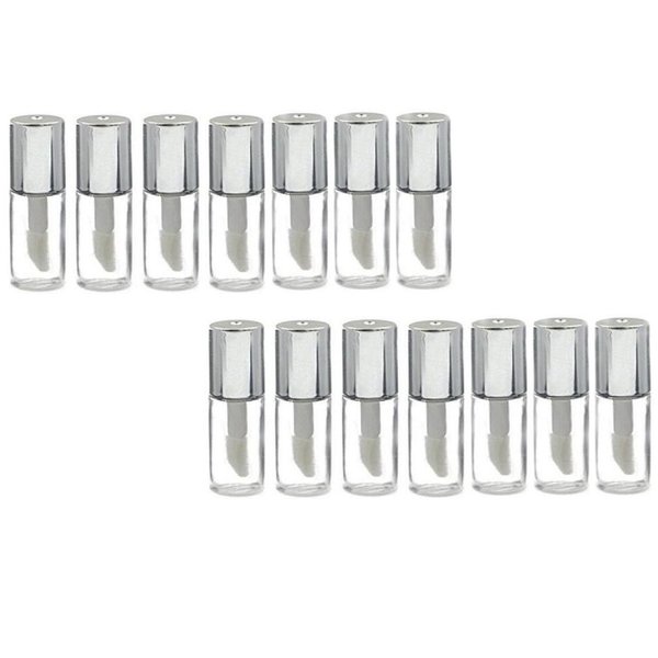 10Pcs 1.2ML Mini Reusable Empty Clear Plastic Lip Gloss Balm Tube Bottle DIY Lipstick Container Vials (Silver)
