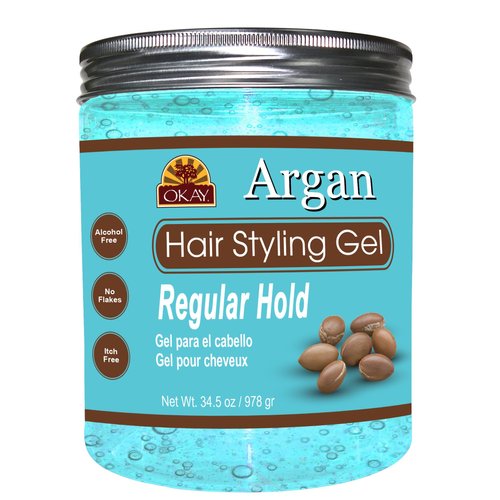 OKAY-ARGAN HAIR STYLING GEL REGULAR HOLD. 34.5 OZ
