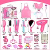 Gifts2U Hair Salon Toys for Girls, Girl Beauty Salon Playset Pretend Hair Styling Set with Blow Dryer, Barber Costume Apron, Scissors Styling Manu, Fake Money and Functional Stylist Accessories.