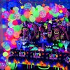 Winrayk Glow in the Dark Neon Birthday Party Decorations, Neon Balloon Arch Kit with Backdrop Tablecloth Hanging Swirl UV Neon Balloon, 130Pcs Adult Teen Kid Girls Boys Glow in the Dark Party Supplies