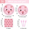 96 Pcs Pig Birthday Tableware Set Pink Pig Plates Napkins Farm Animal Party Decorations Piggy Dinnerware with Piglet Party Supplies for Cartoon Pig Girls Birthday Tableware Kit Party Favor 24 Guests